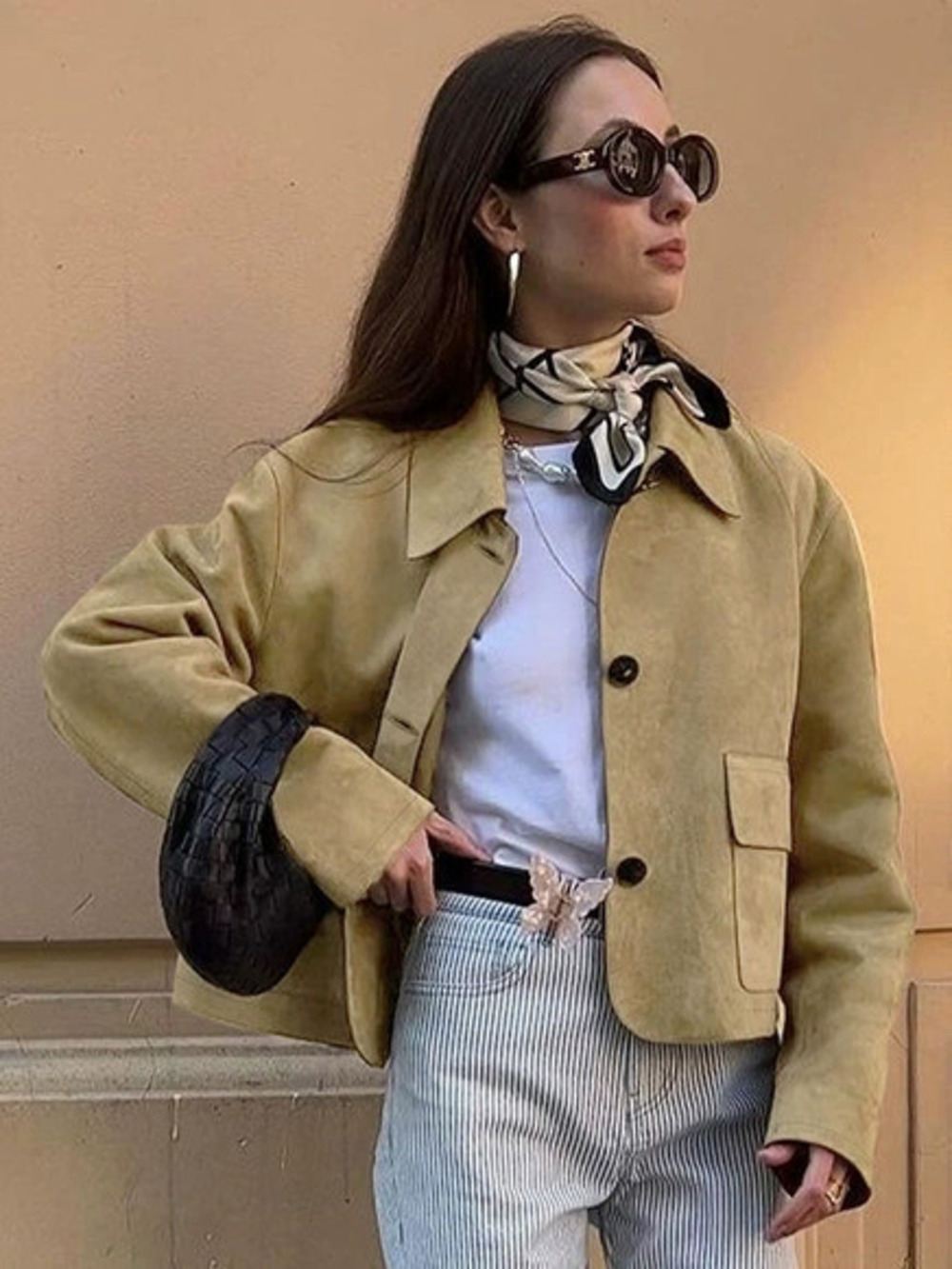 Zara Fall Winter Retro Suede Jacket Solid Color
